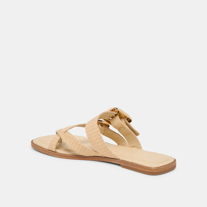Dolce Vita SHOES SHORE Sand Raffia Flip-Flop Buckled Sandals