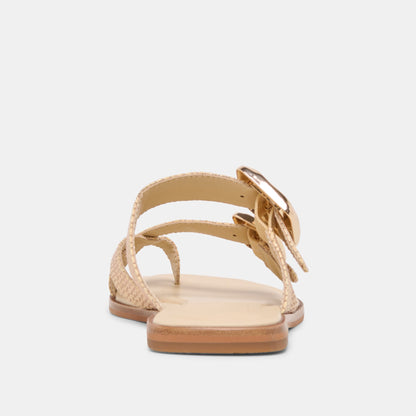 Dolce Vita SHOES SHORE Sand Raffia Flip-Flop Buckled Sandals
