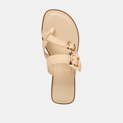 Dolce Vita SHOES SHORE Sand Raffia Flip-Flop Buckled Sandals