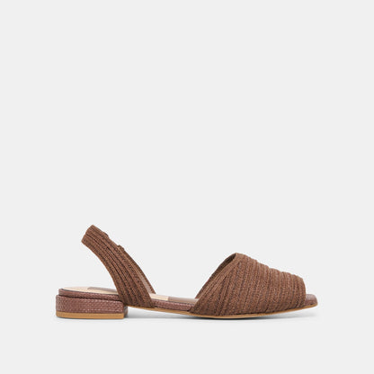 Dolce Vita SHOES MARZY Cocoa Raffia Slingback Peep-Toe Sandals