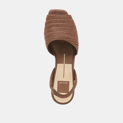 Dolce Vita SHOES MARZY Cocoa Raffia Slingback Peep-Toe Sandals