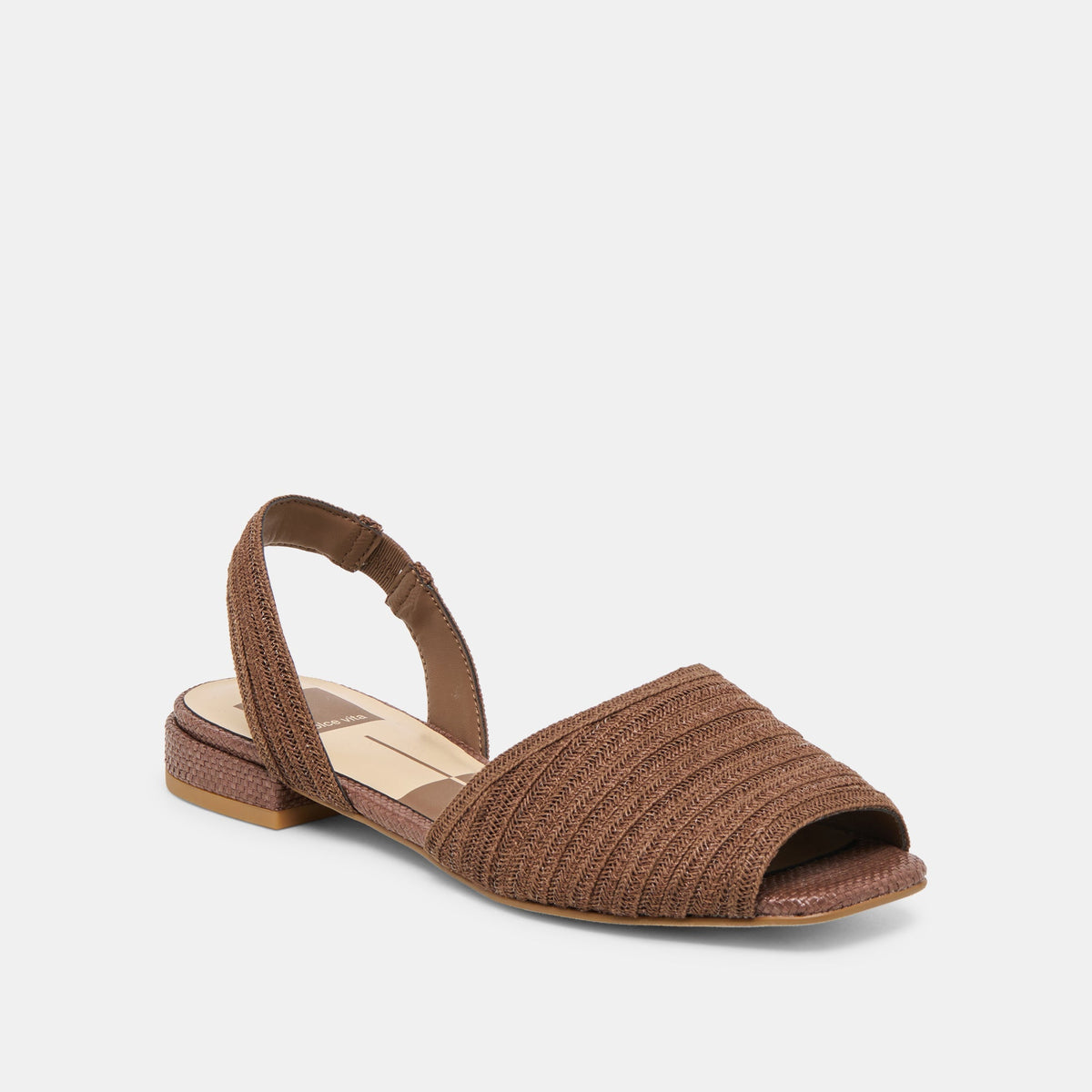 Dolce Vita SHOES MARZY Cocoa Raffia Slingback Peep-Toe Sandals