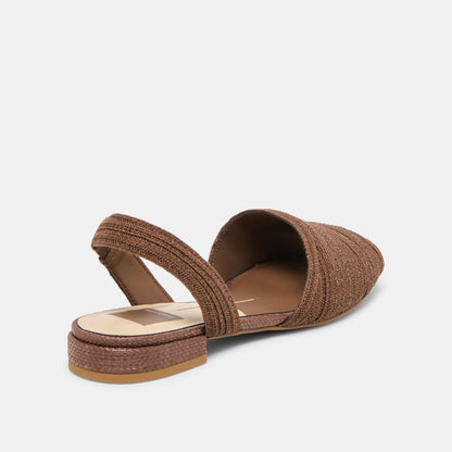 Dolce Vita SHOES MARZY Cocoa Raffia Slingback Peep-Toe Sandals