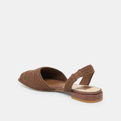 Dolce Vita SHOES MARZY Cocoa Raffia Slingback Peep-Toe Sandals