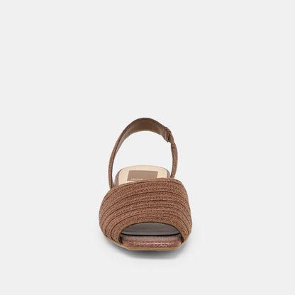 Dolce Vita SHOES MARZY Cocoa Raffia Slingback Peep-Toe Sandals