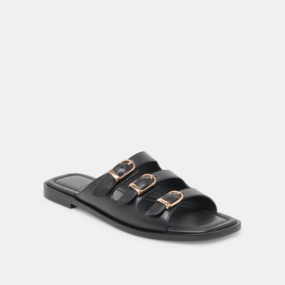 Dolce Vita SHOES Fin Black Leather Sandals