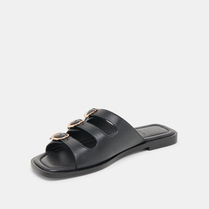 Dolce Vita SHOES Fin Black Leather Sandals