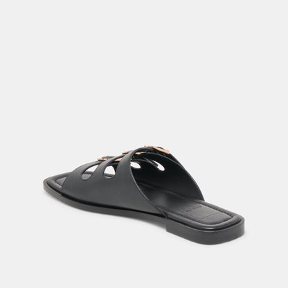 Dolce Vita SHOES Fin Black Leather Sandals