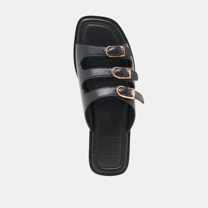 Dolce Vita SHOES Fin Black Leather Sandals