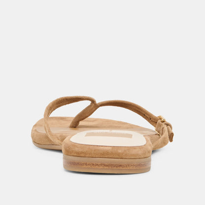 Dolce Vita SHOES MALTA Lt Brown Suede Buckle Flip-Flop Sandals