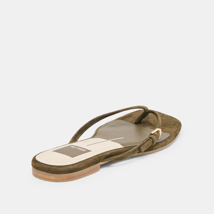 Dolce Vita SHOES MALTA Dk Olive Suede Buckle Flip-Flop Sandals