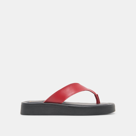 Dolce Vita SHOES BLAYZE Red Leather Platform Flip-Flop Sandals