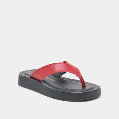 Dolce Vita SHOES BLAYZE Red Leather Platform Flip-Flop Sandals