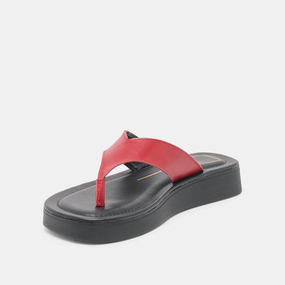 Dolce Vita SHOES BLAYZE Red Leather Platform Flip-Flop Sandals