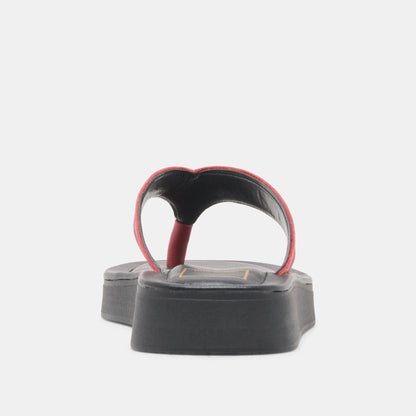Dolce Vita SHOES BLAYZE Red Leather Platform Flip-Flop Sandals