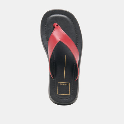 Dolce Vita SHOES BLAYZE Red Leather Platform Flip-Flop Sandals