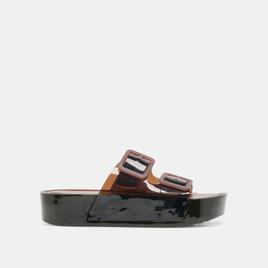 Dolce Vita SHOES JULIO X Chocolate Vinyl Jelly Platform Sandals