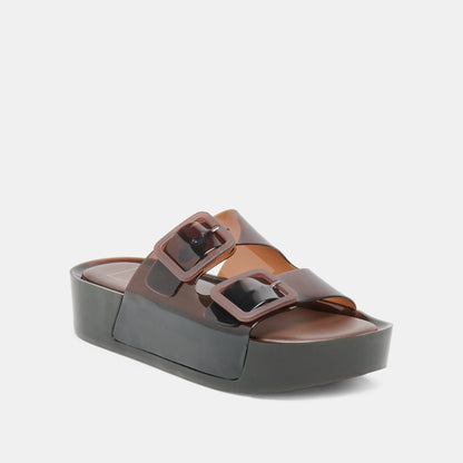 Dolce Vita SHOES JULIO X Chocolate Vinyl Jelly Platform Sandals