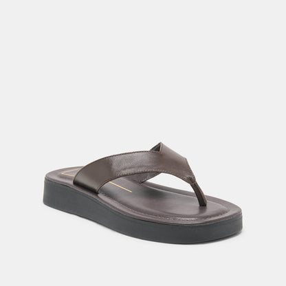 Dolce Vita SHOES BLAYZE Dk Chocolate Leather Platform Flip-Flop Sandals