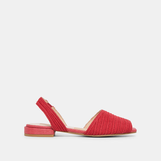 Dolce Vita SHOES MARZY Red Raffia Slingback Peep-Toe Sandals