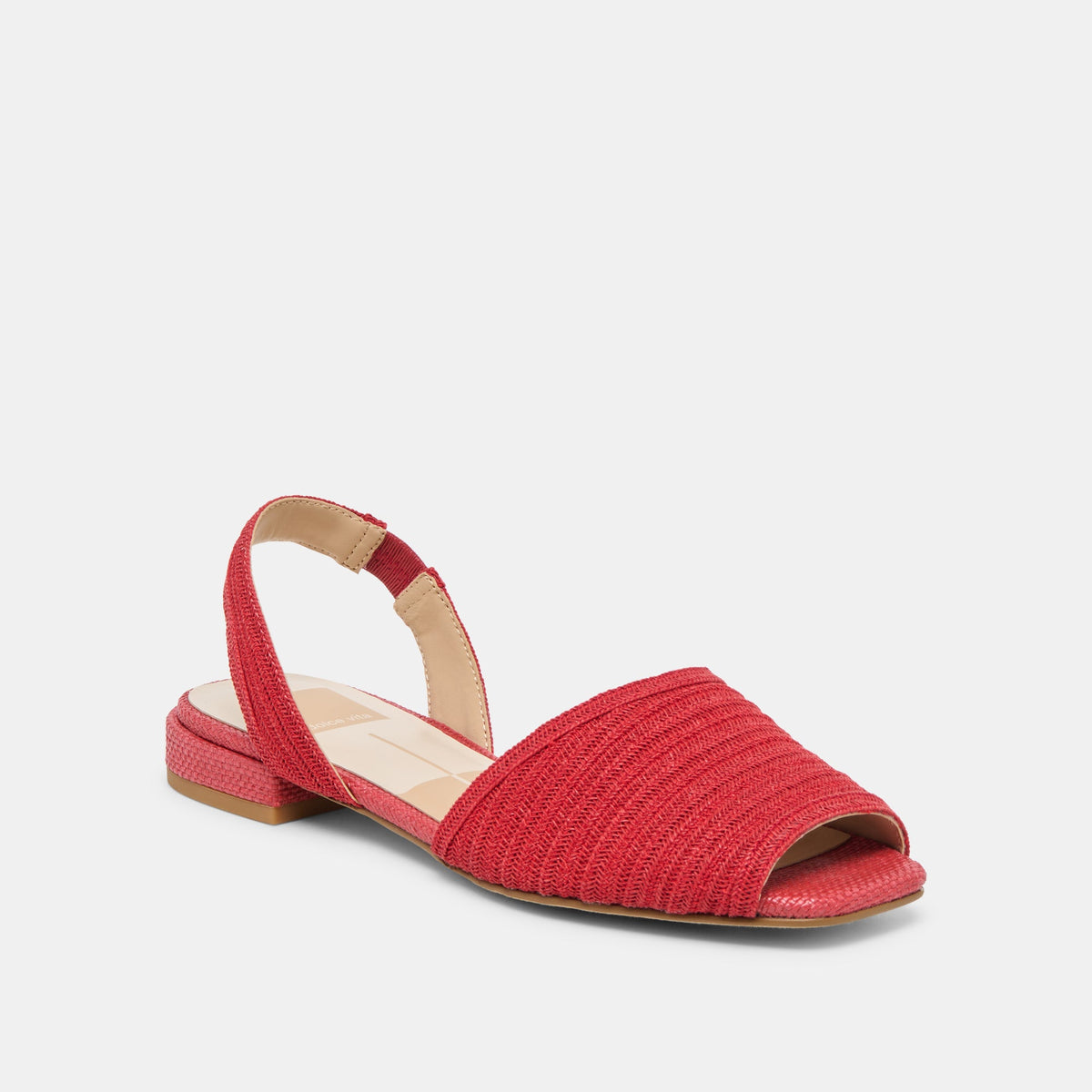 Dolce Vita SHOES MARZY Red Raffia Slingback Peep-Toe Sandals