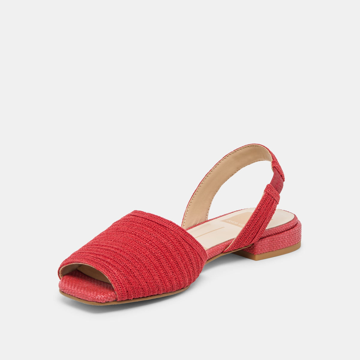 Dolce Vita SHOES MARZY Red Raffia Slingback Peep-Toe Sandals