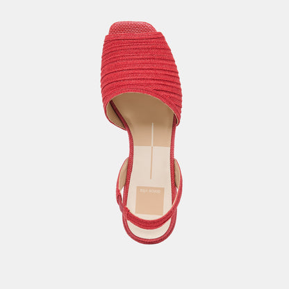 Dolce Vita SHOES MARZY Red Raffia Slingback Peep-Toe Sandals