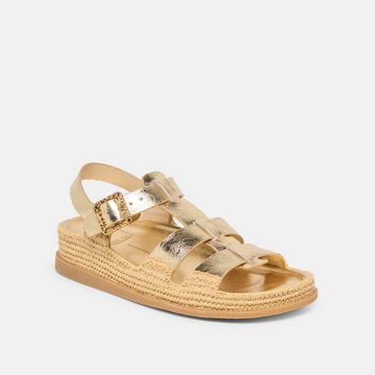 Dolce Vita SHOES Shenna Gold Distressed Leather Sandals