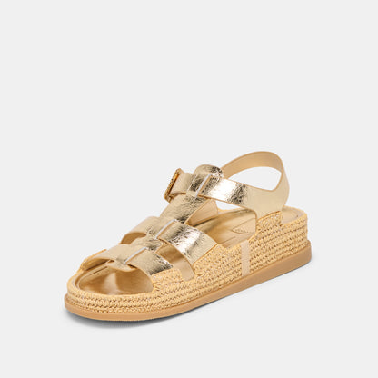 Dolce Vita SHOES Shenna Gold Distressed Leather Sandals
