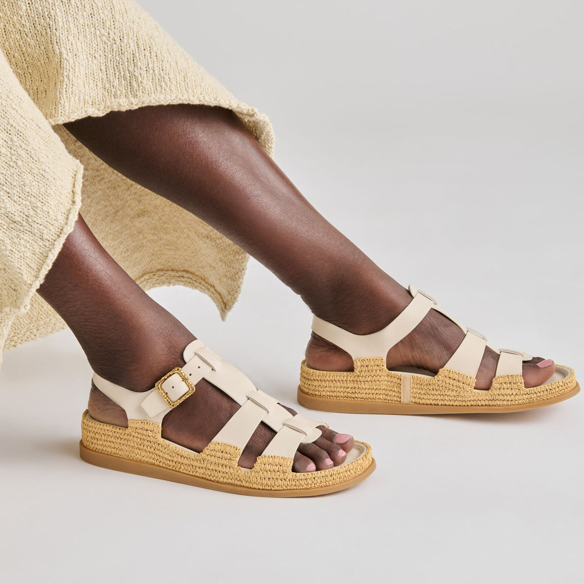 Dolce Vita SHOES Shenna Bone Leather Sandals