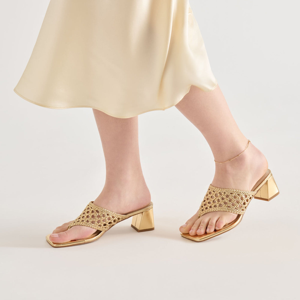 Dolce Vita SHOES Barlo Gold Woven Stella Heels