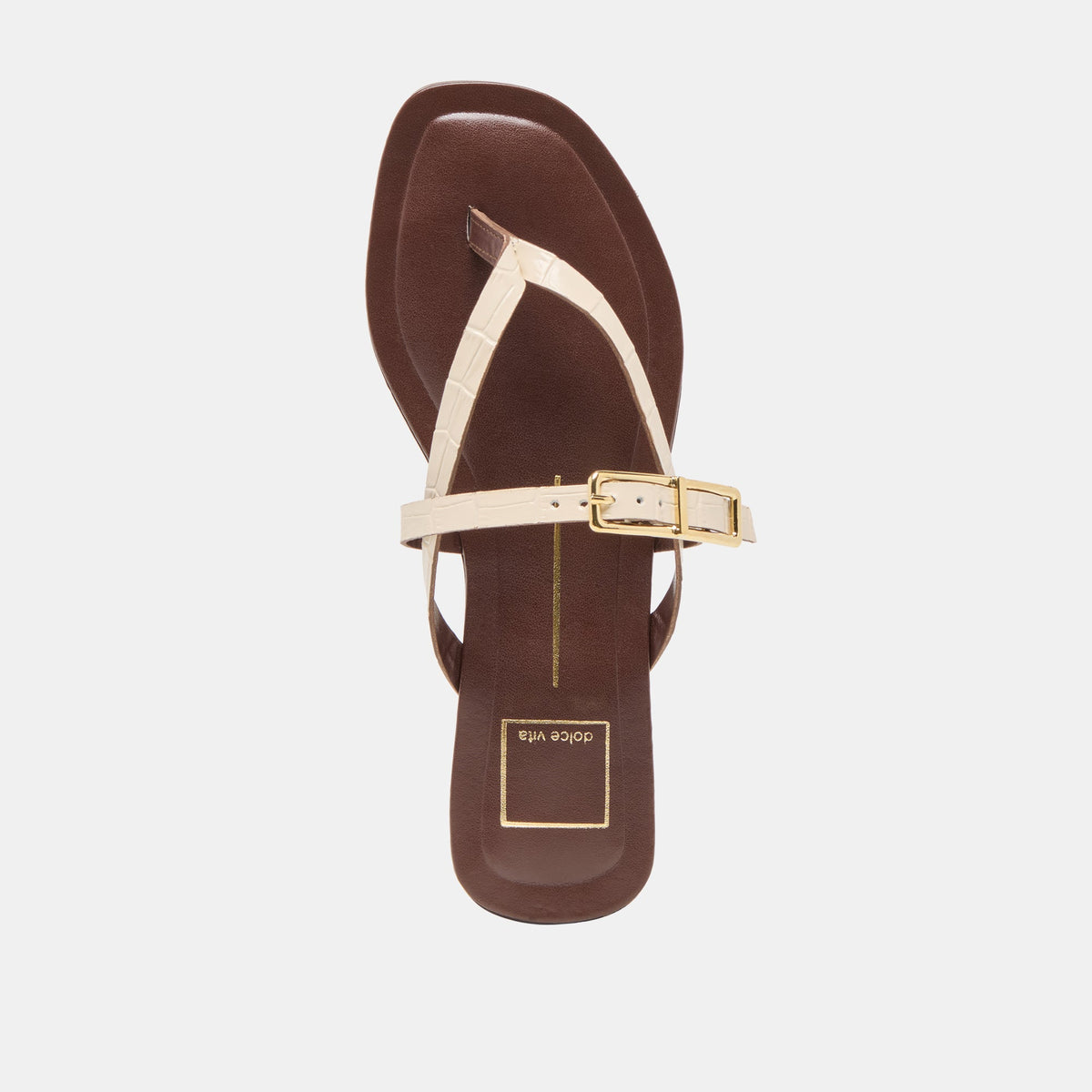 Dolce Vita SHOES Piers Beige Croco Embossed Leather Sandals