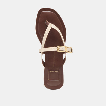 Dolce Vita SHOES Piers Beige Croco Embossed Leather Sandals