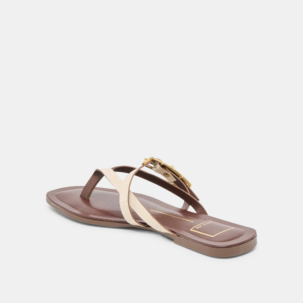 Dolce Vita SHOES Piers Beige Croco Embossed Leather Sandals