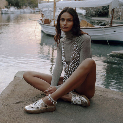 Dolce Vita SHOES Notice Slide Gold Woven Stella Sneakers