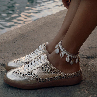 Dolce Vita SHOES Notice Slide Gold Woven Stella Sneakers