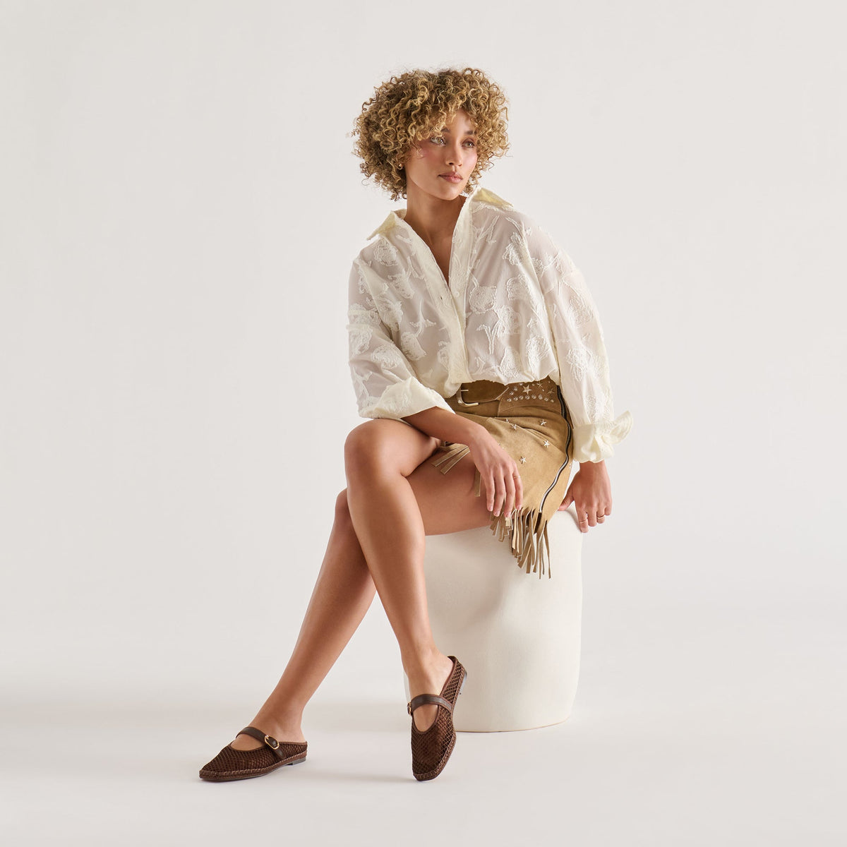 Dolce Vita SHOES Milie Chocolate Woven Mesh Flats