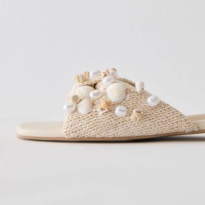 Dolce Vita SHOES Lizza Oatmeal Beaded Raffia Sandals
