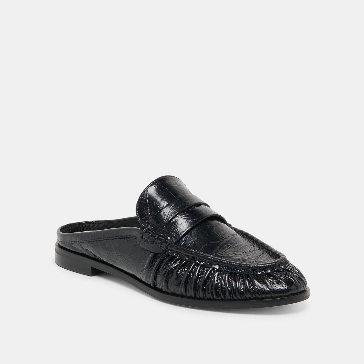 Dolce Vita SHOES BETZY Midnight Crinkle Patent Closed-Toe Slip-On Loafers