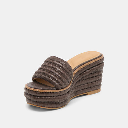 Dolce Vita SHOES Throne Chocolate Raffia Wedges