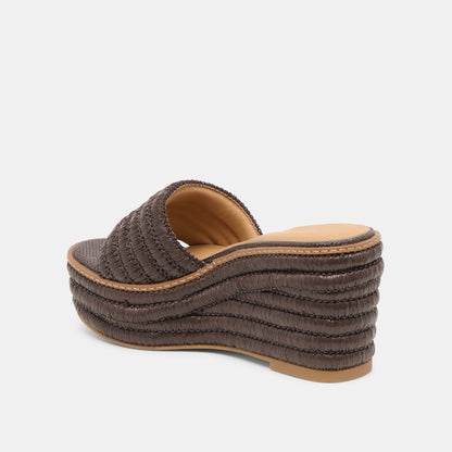 Dolce Vita SHOES Throne Chocolate Raffia Wedges