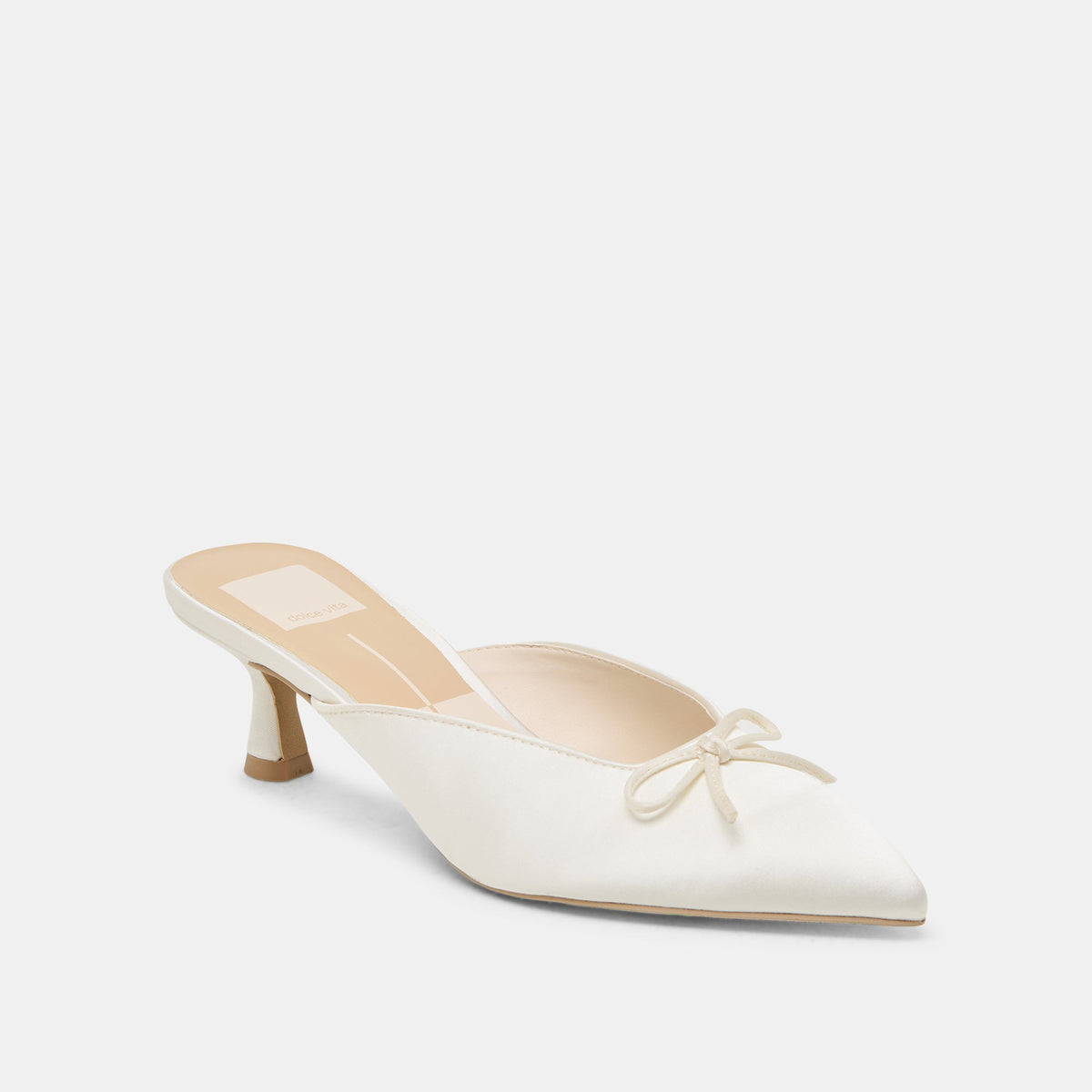 Dolce Vita SHOES Cleo Off White Satin Heels