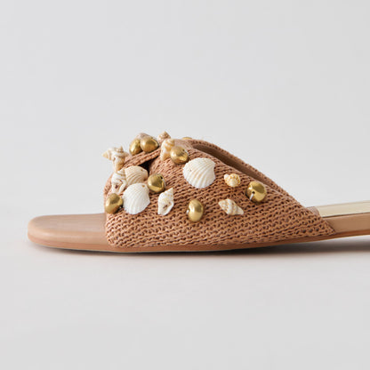 Dolce Vita SHOES Lizza Toffee Beaded Raffia Sandals