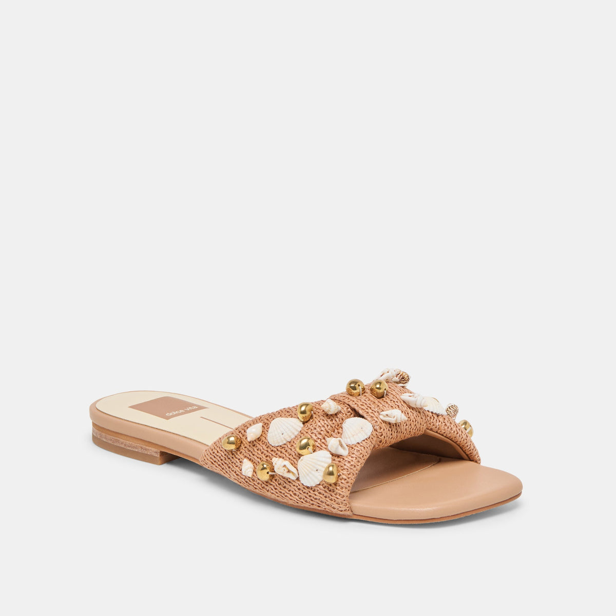 Dolce Vita SHOES Lizza Toffee Beaded Raffia Sandals