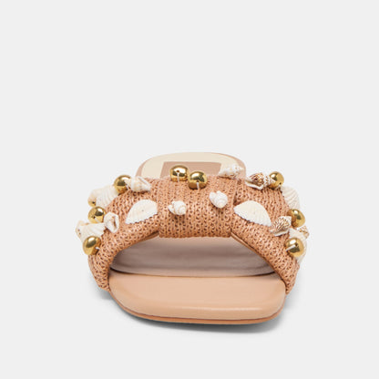 Dolce Vita SHOES Lizza Toffee Beaded Raffia Sandals