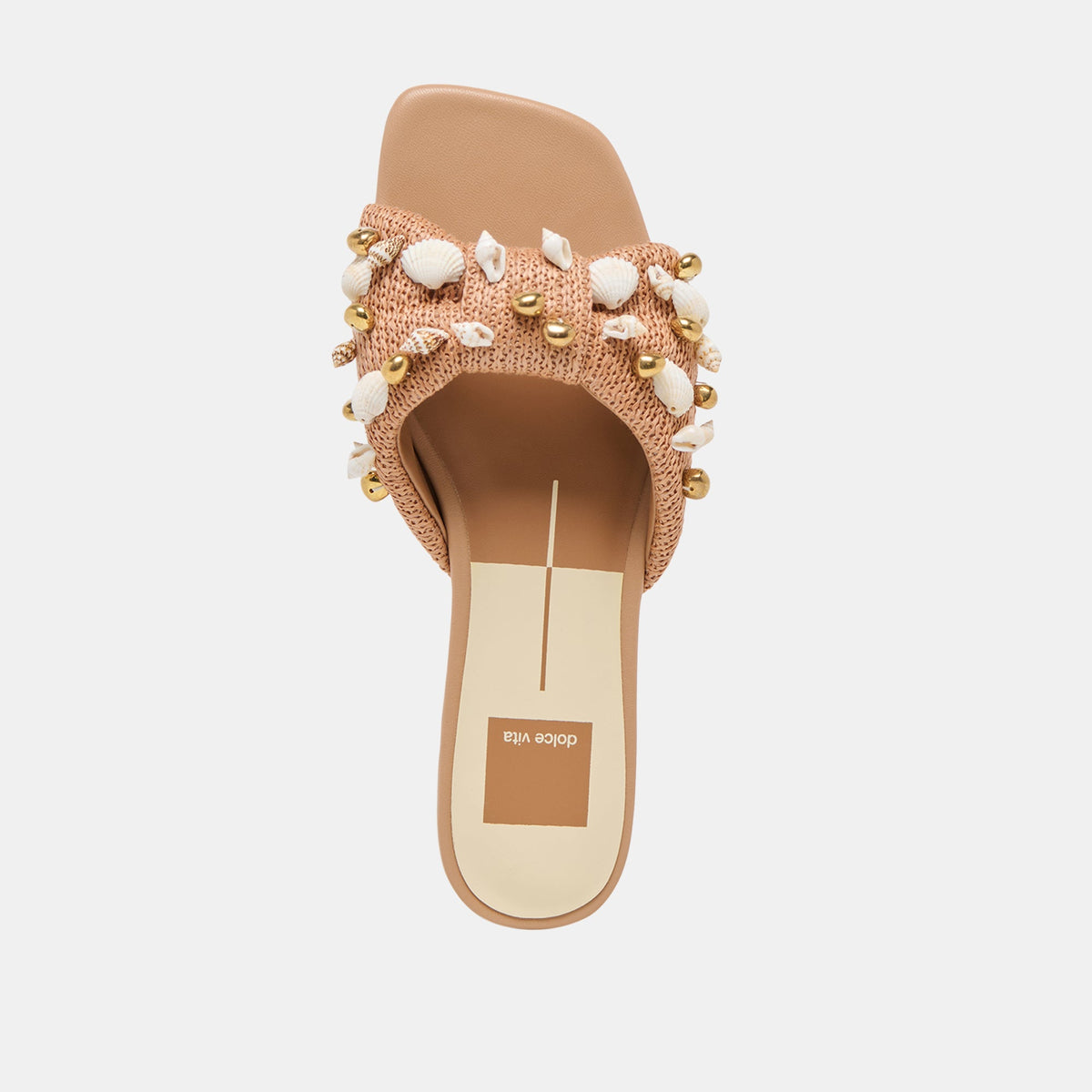 Dolce Vita SHOES Lizza Toffee Beaded Raffia Sandals