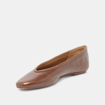 Dolce Vita SHOES CARET Russet Leather Pointed-Toe Ballet Flats