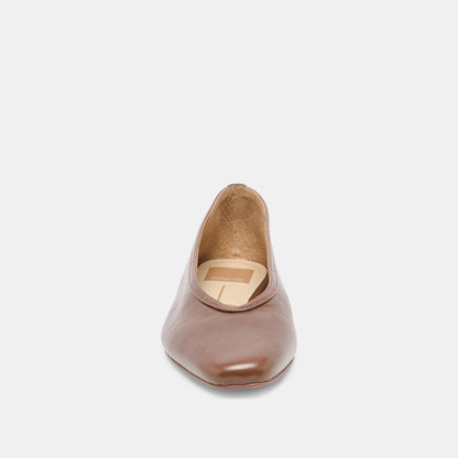 Dolce Vita SHOES CARET Russet Leather Pointed-Toe Ballet Flats