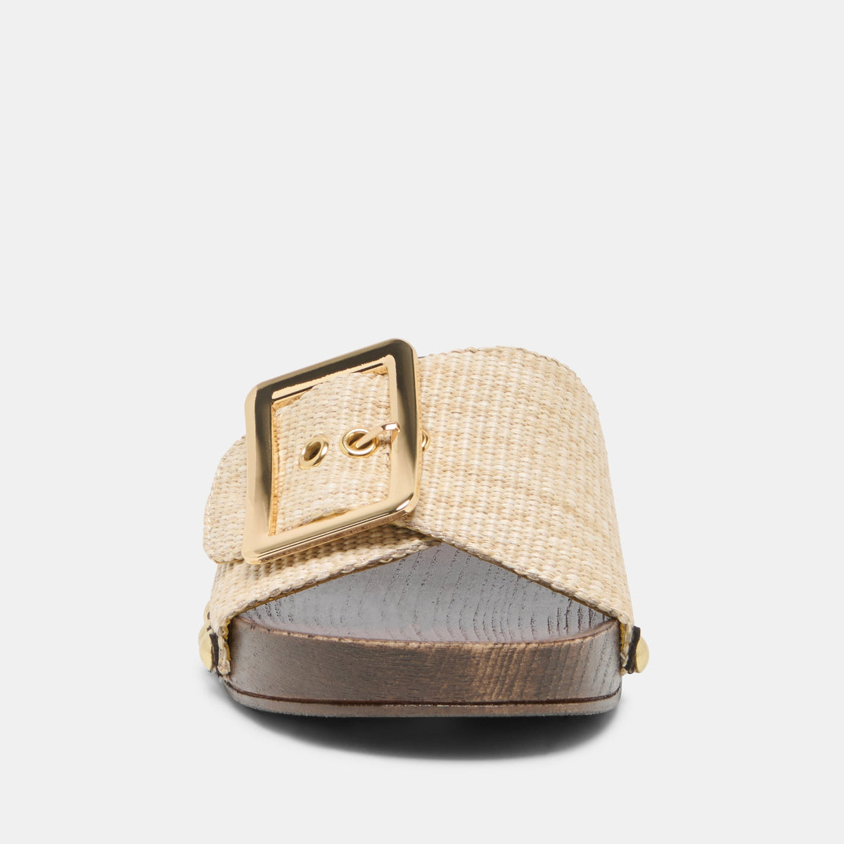 Dolce Vita SHOES SHERY Natural Raffia Open-Toe Buckle Wood Sole Sandals