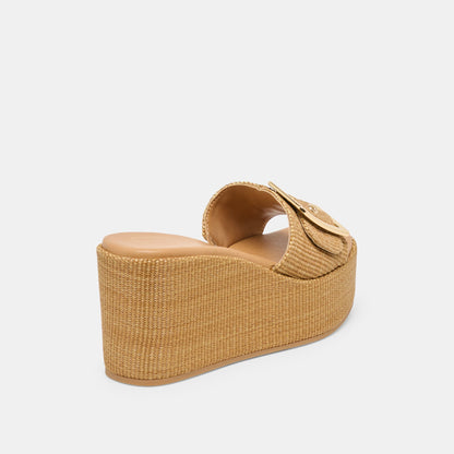 Dolce Vita SHOES Jilian Wide Mocha Raffia Wedges